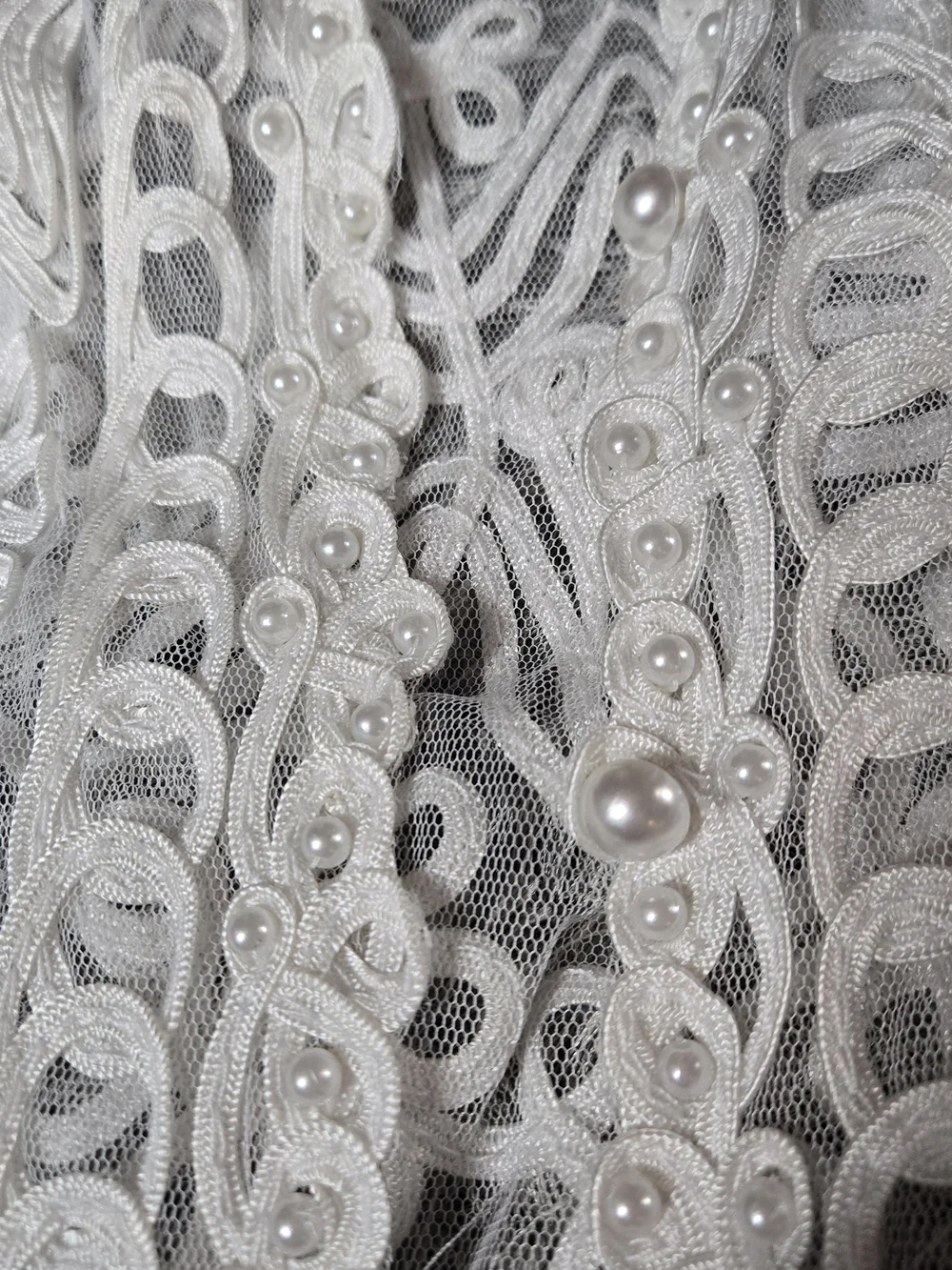 Rare Vintage White Lace Mesh Jacket Soutache Embroidered - Picture 5 of 9